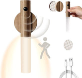 Wooden motion sensor wall light warm white